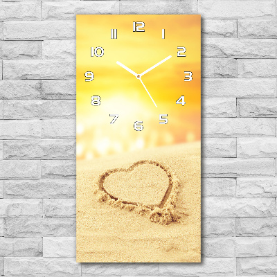 Zegar szklany ścienny Serce na plaży