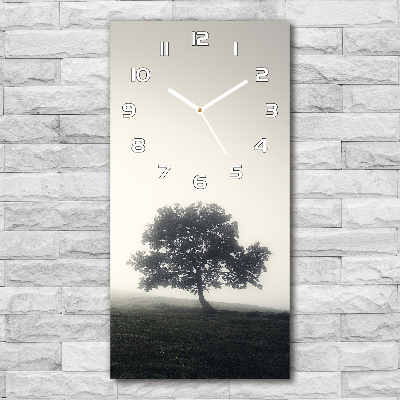 Zegar szklany ścienny Drzewo we mgle