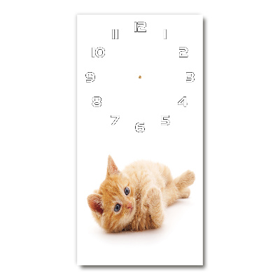 Zegar szklany ścienny Mały rudy kot