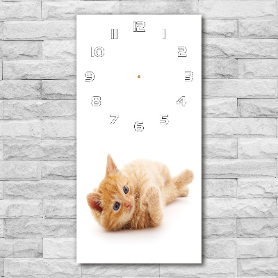 Zegar szklany ścienny Mały rudy kot
