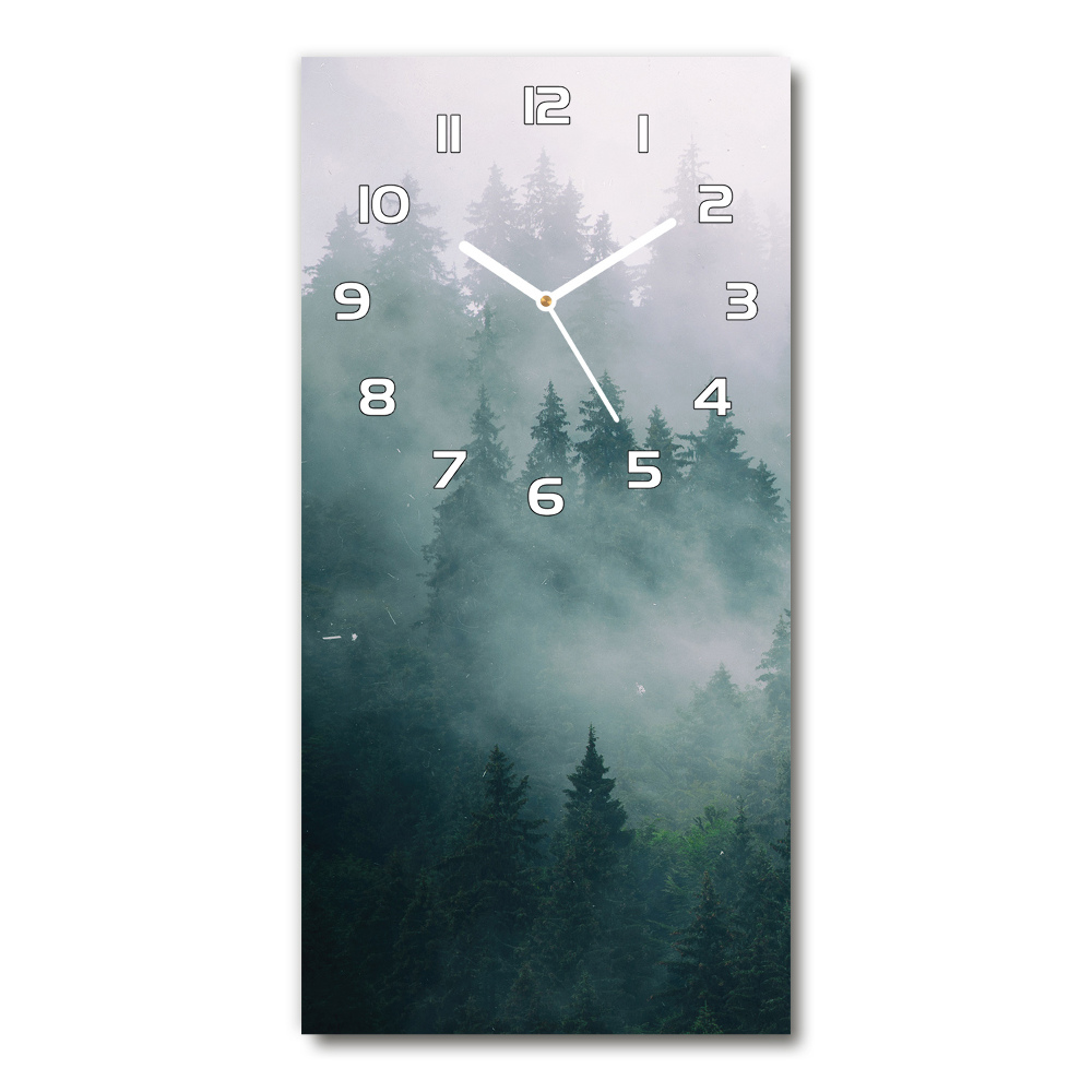 Zegar szklany ścienny Mgła nad lasem