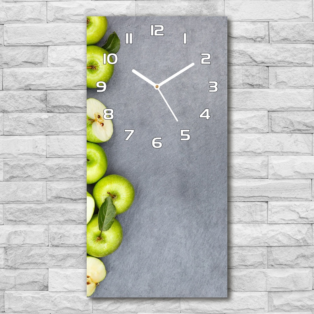 Zegar szklany ścienny Zielone jabłka