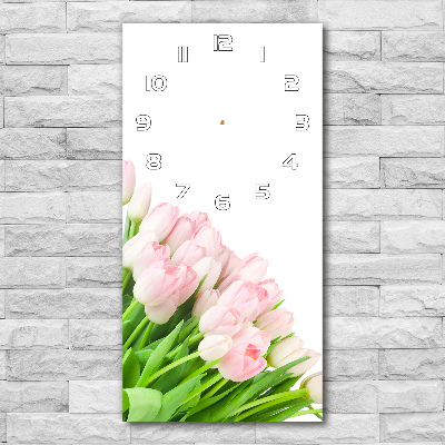 Zegar ścienny cichy Różowe tulipany