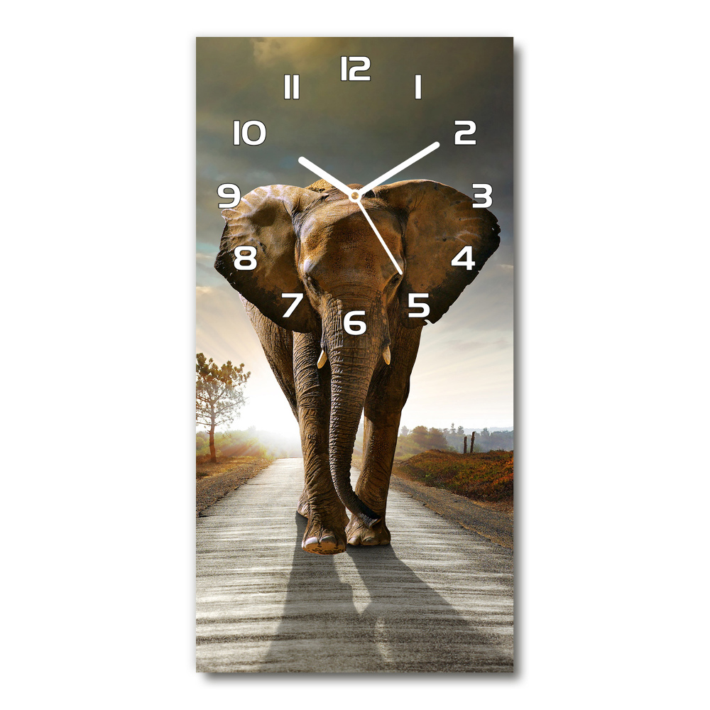 Zegar ścienny cichy Spacerujący słoń