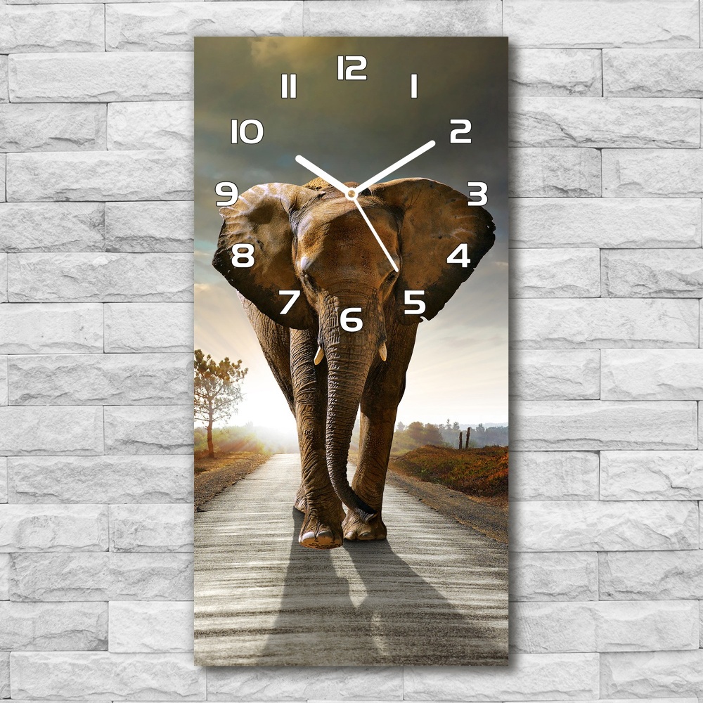 Zegar ścienny cichy Spacerujący słoń