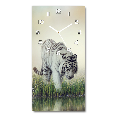 Zegar szklany ścienny Biały tygrys