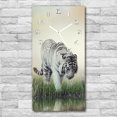 Zegar szklany ścienny Biały tygrys