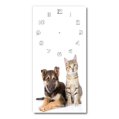 Nowoczesny zegar ścienny Pies i kot