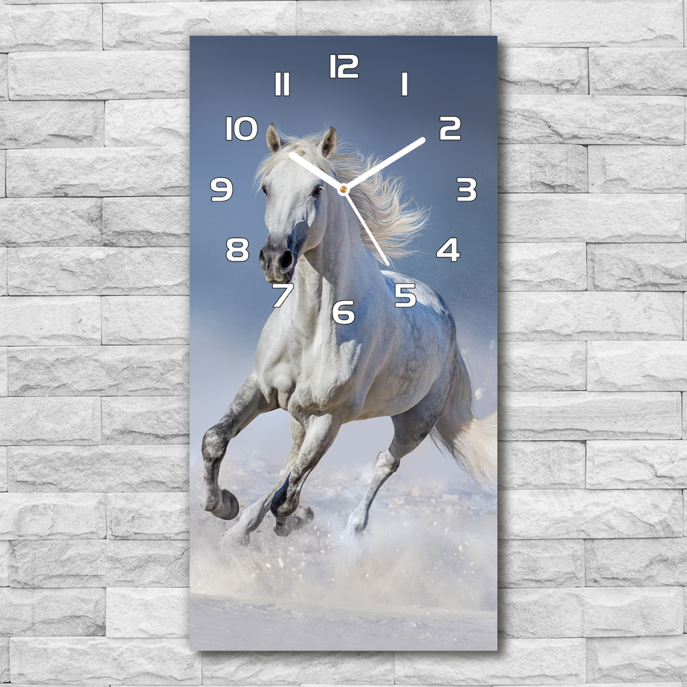 Zegar ścienny Biały koń w galopie