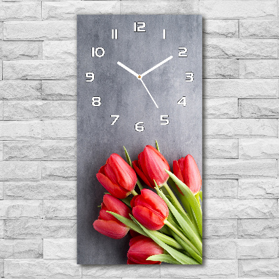 Zegar ścienny Czerwone tulipany