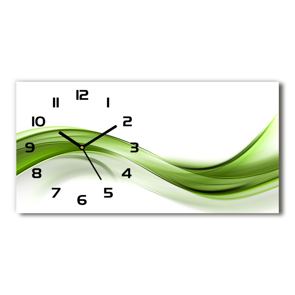Zegar ścienny szklany cichy Zielona fala