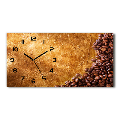 Nowoczesny zegar ścienny szklany Ziarna kawy
