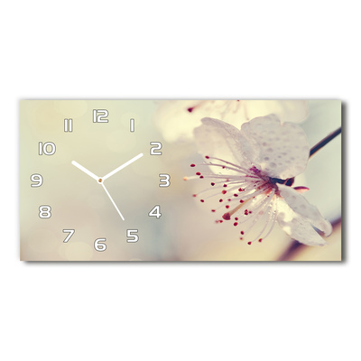 Nowoczesny zegar ścienny szklany Kwiat wiśni