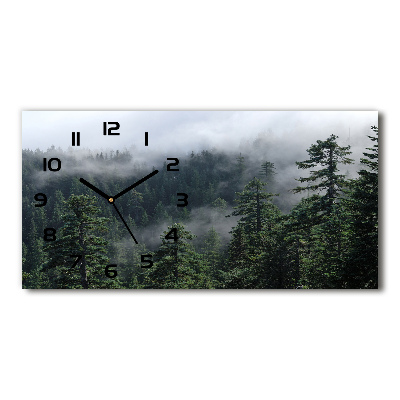 Nowoczesny zegar ścienny szklany Leśna mgła