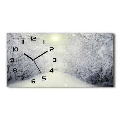 Zegar ścienny szklany Piękny las zimą
