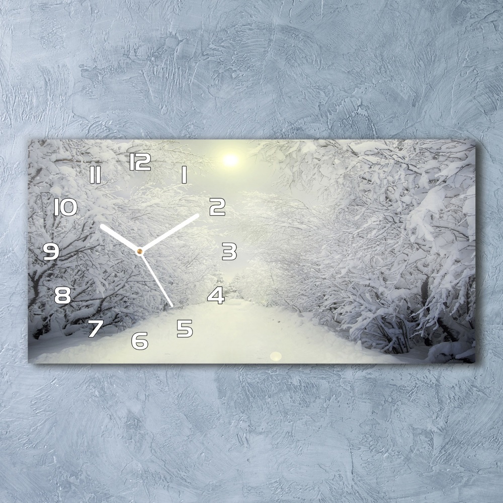 Zegar ścienny szklany Piękny las zimą