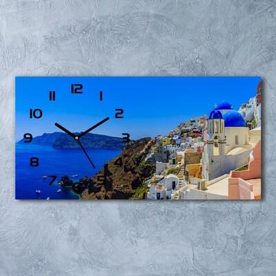 Zegar ścienny szklany Santorini Grecja