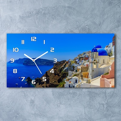 Zegar ścienny szklany Santorini Grecja