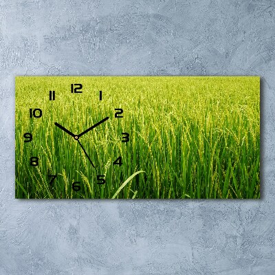 Nowoczesny zegar ścienny szklany Pole ryżowe