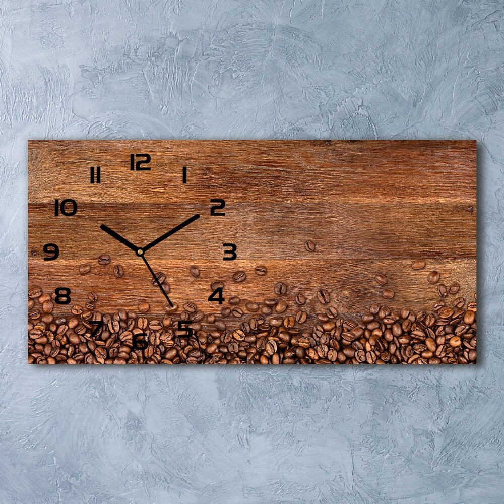 Nowoczesny zegar ścienny szklany Ziarna kawy