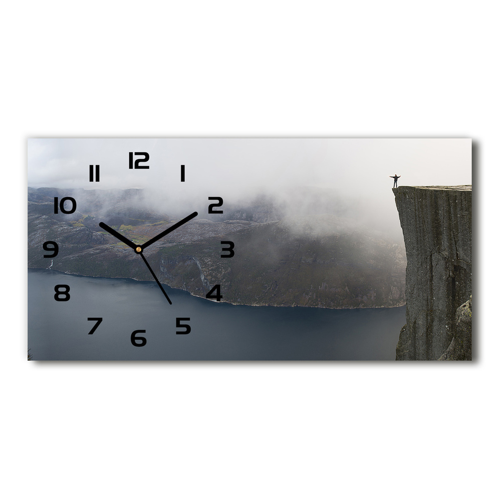 Zegar ścienny szklany cichy Norweski klif