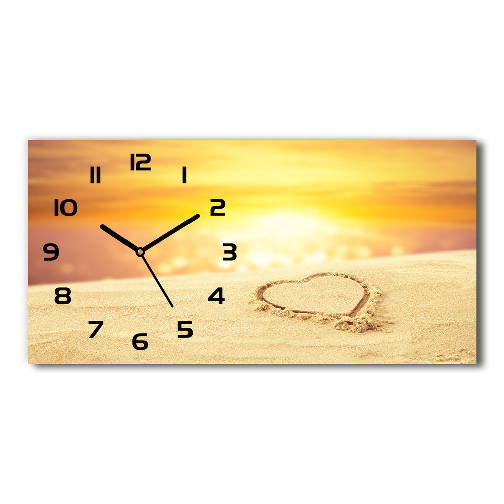 Zegar ścienny szklany Serce na piasku
