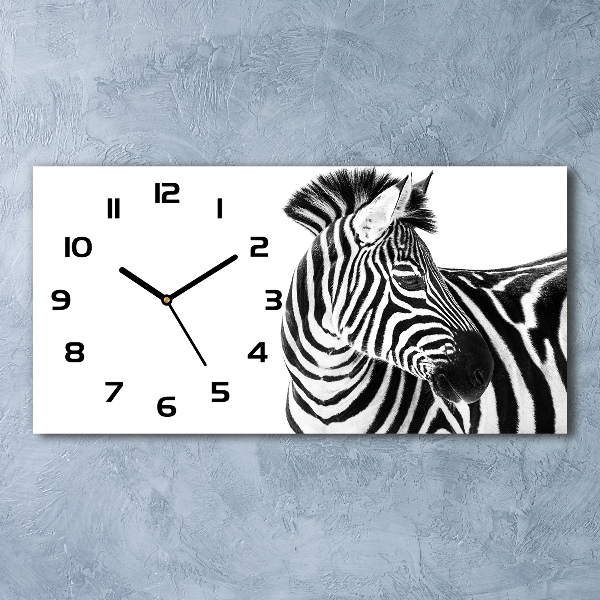 Zegar ścienny szklany cichy Zebra w śniegu