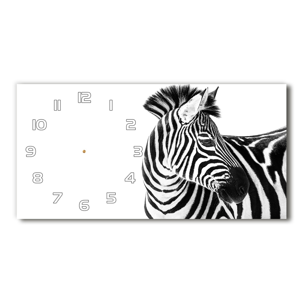 Zegar ścienny szklany cichy Zebra w śniegu