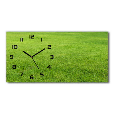 Zegar ścienny szklany cichy Zielona trawa