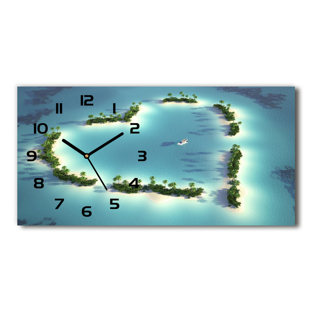 Zegar ścienny szklany Wyspy kształt serca