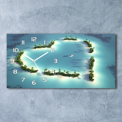 Zegar ścienny szklany Wyspy kształt serca