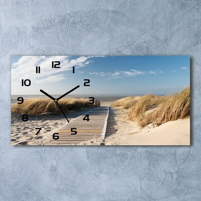 Zegar ścienny szklany Ścieżka na plaży