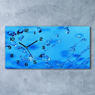 Nowoczesny zegar ścienny szklany Krople wody