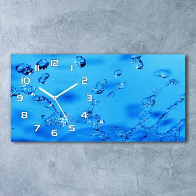 Nowoczesny zegar ścienny szklany Krople wody