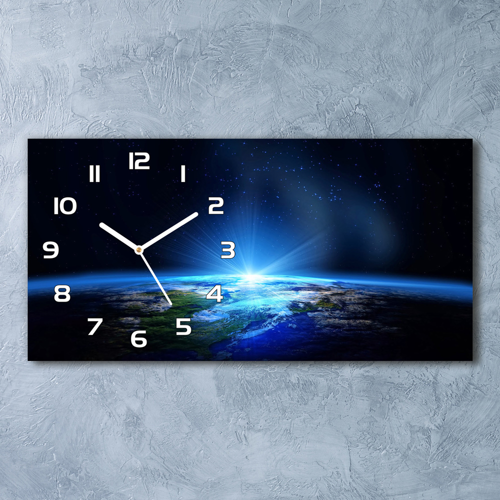 Zegar ścienny szklany cichy Planeta Ziemia