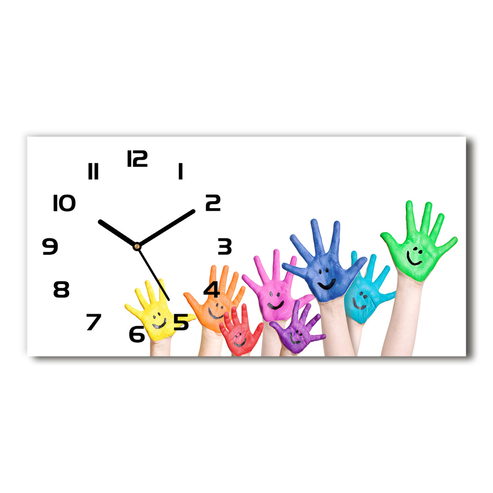 Zegar ścienny szklany Pomalowane dłonie