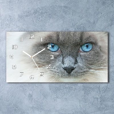 Zegar ścienny szklany Kot niebieskie oczy
