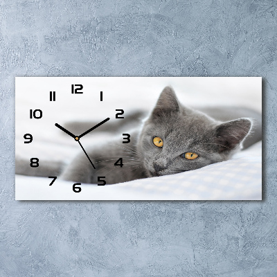 Nowoczesny zegar ścienny szklany Szary kot