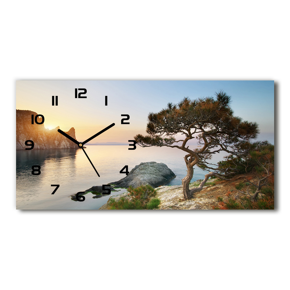 Zegar ścienny szklany Drzewo nad morzem