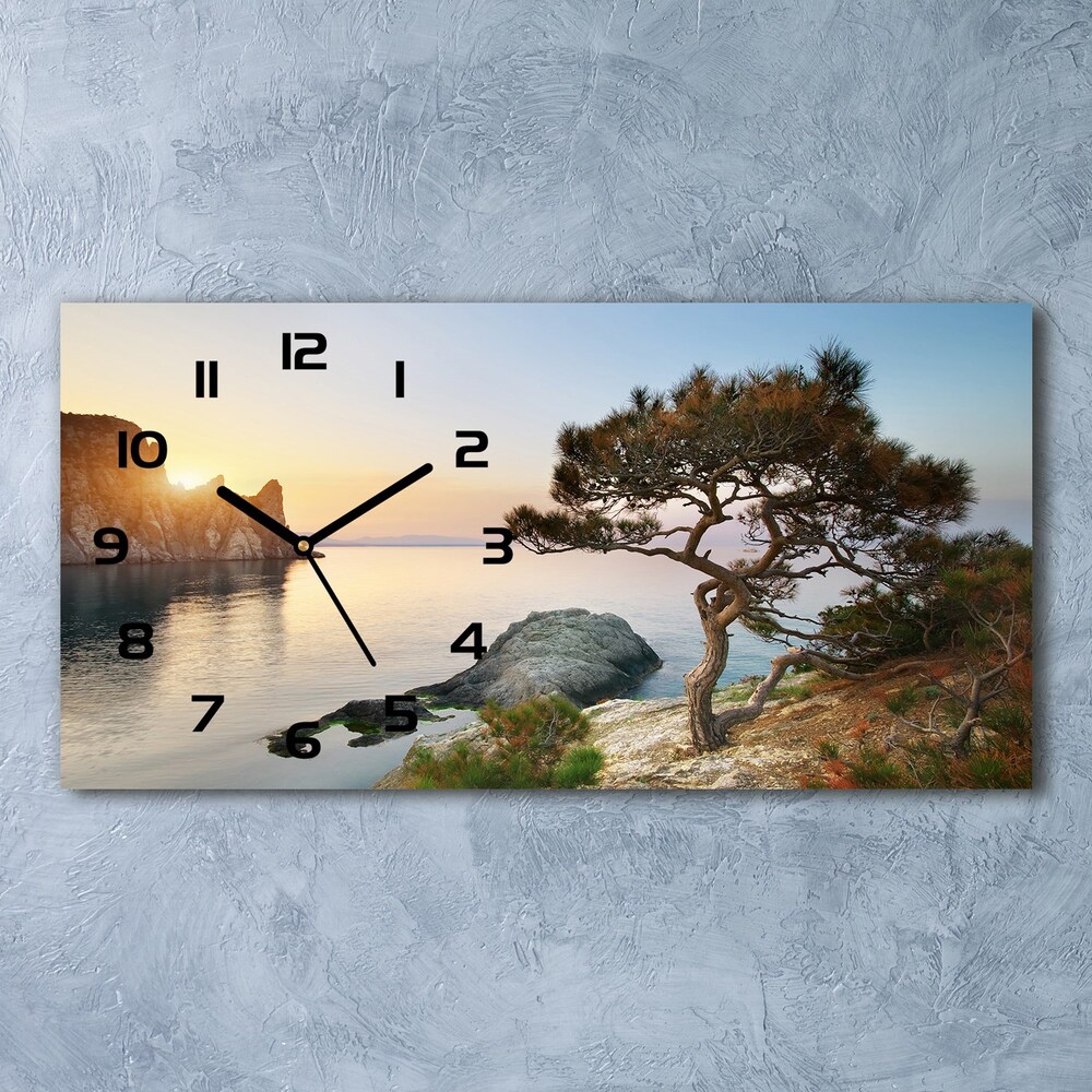 Zegar ścienny szklany Drzewo nad morzem