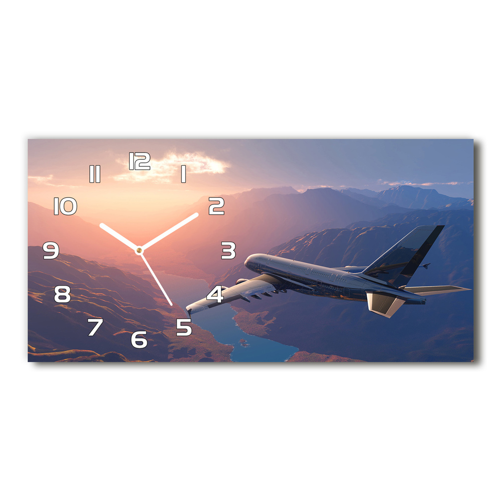 Nowoczesny zegar ścienny szklany Samolot
