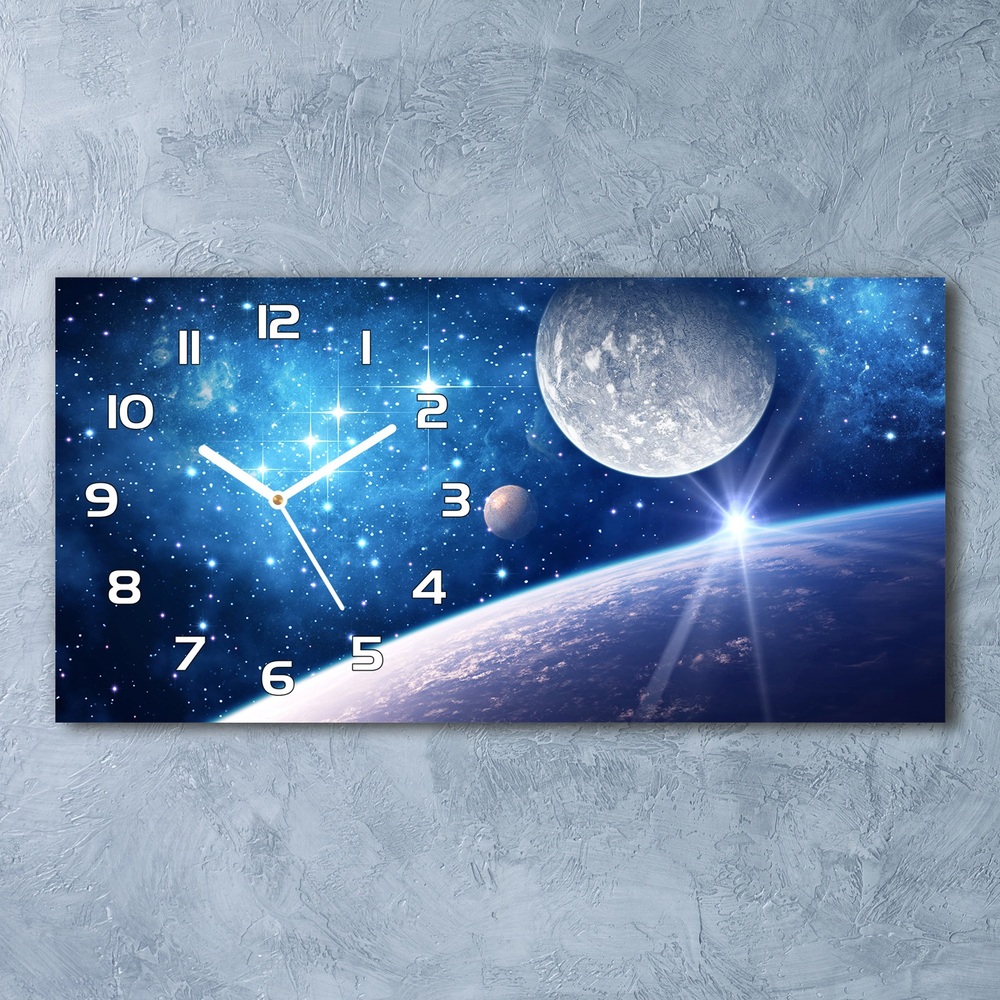 Nowoczesny zegar ścienny szklany Księżyc