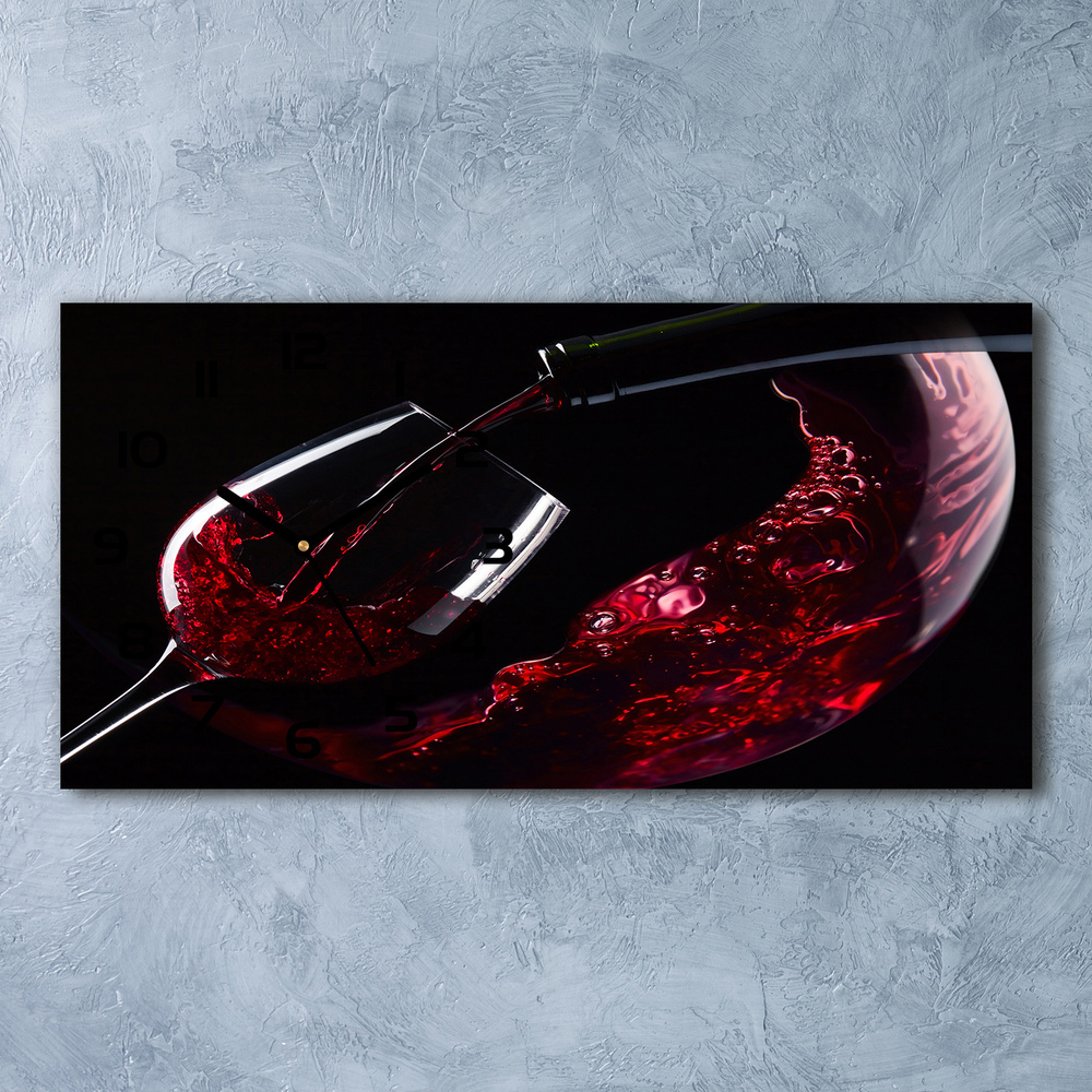 Zegar ścienny szklany cichy Czerwone wino