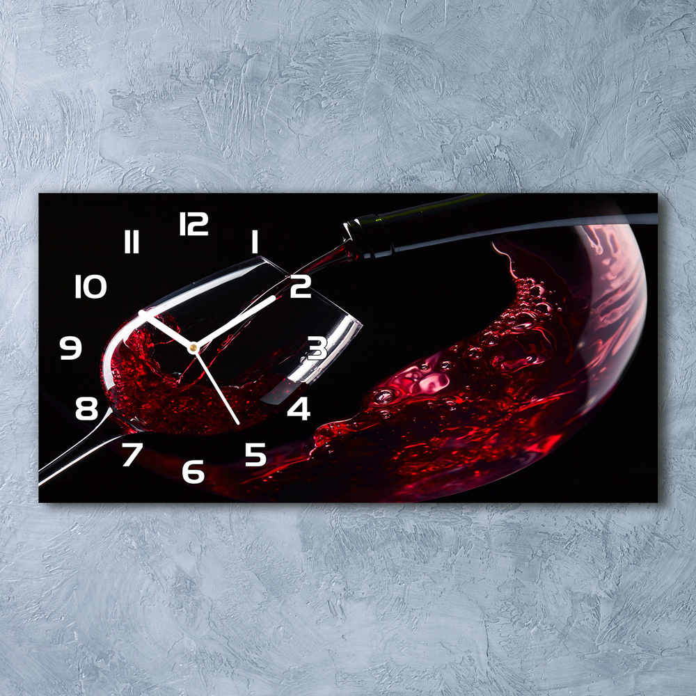 Zegar ścienny szklany cichy Czerwone wino