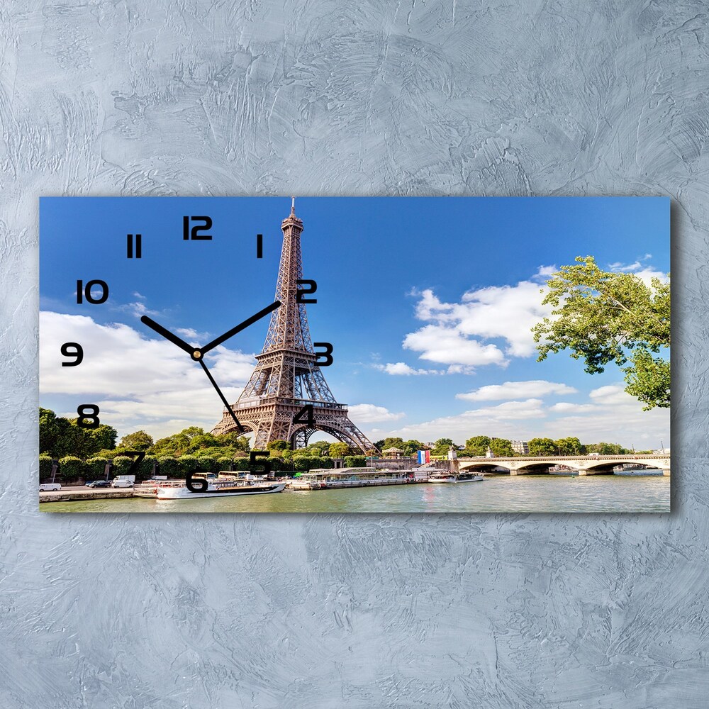 Zegar ścienny szklany Wieża Eiffla Paryż