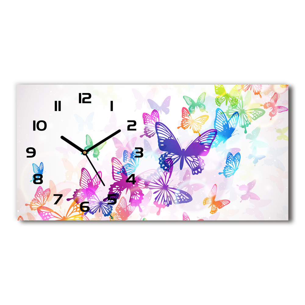 Zegar ścienny szklany Kolorowe motyle