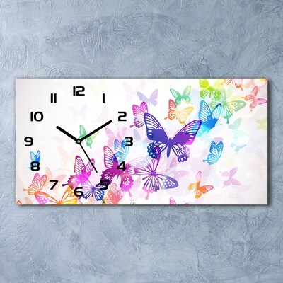 Zegar ścienny szklany Kolorowe motyle