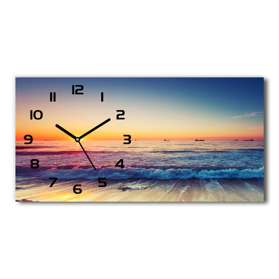 Zegar ścienny szklany Wschód słońca morze