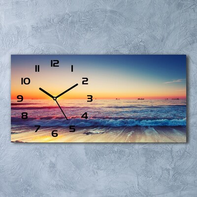 Zegar ścienny szklany Wschód słońca morze