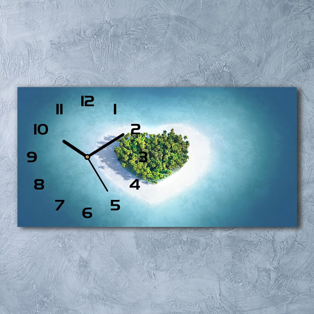 Zegar ścienny szklany Wyspa kształt serca
